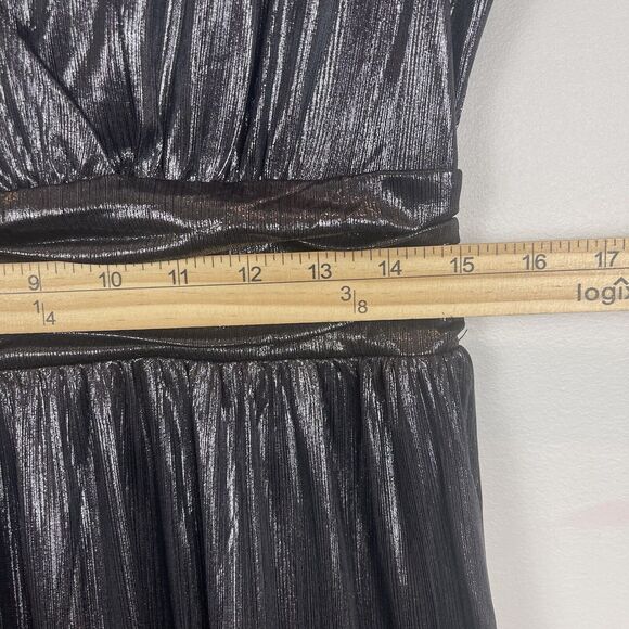 Sugar Lip Womens Maxi Dress Large Gunmetal Liquid Satin Tiered Whimsygoth Grunge - Picture 15 of 15